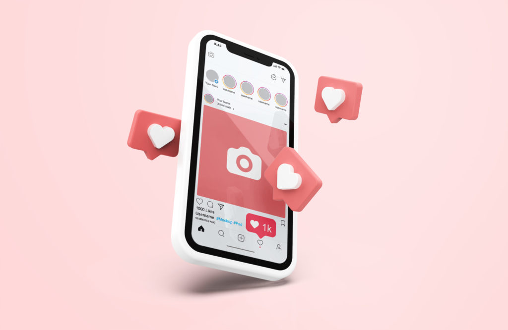 tela de celular com apps para criar posts no Instagram