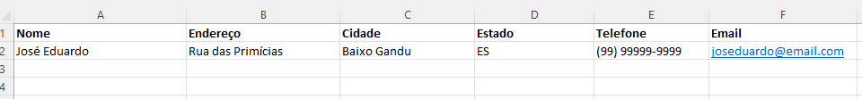 Modelo de planilha excel