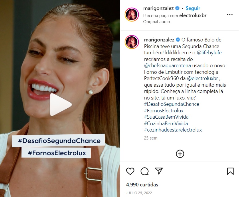 Print screen do perfil da influencer Mari Gonzalez no Instagram