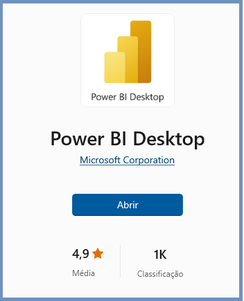 Print indicando onde baixar o Power BI.