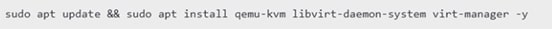 Comando de instalação no Linux para ativar virtualização Windows com KVM e Virt-Manager.