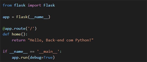Código de programação representando o desenvolvimento de Python back-end.