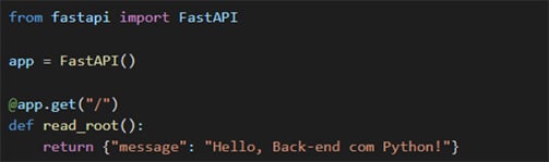 Código de programação representando o desenvolvimento de Python back-end.