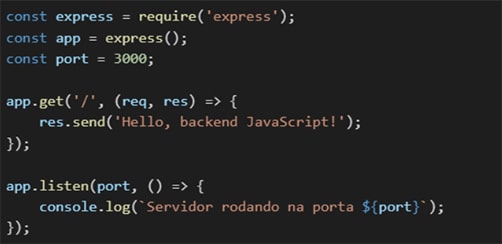 Código de programação representando o desenvolvimento backend js.