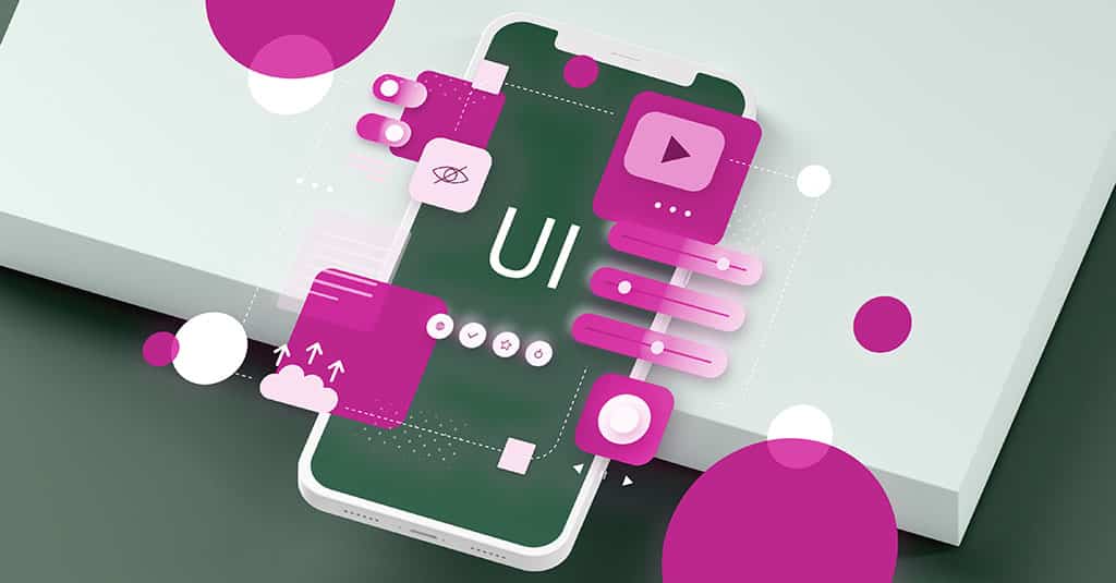 Interface de dispositivo mobile destacando recursos interativos de um app para criar jogos.