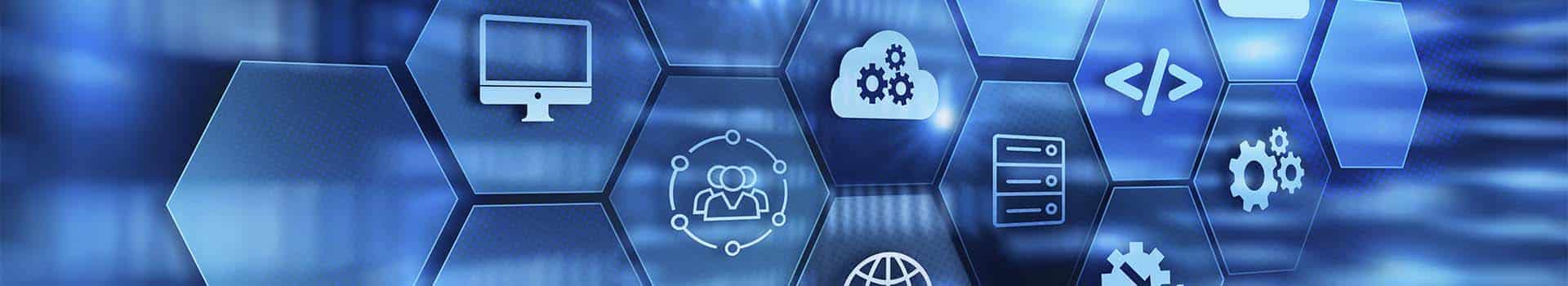 Representação visual abstrata de tecnologia e vSphere, destacando conceitos de hospedagem, virtualização e infraestrutura digital em um ambiente futurista.