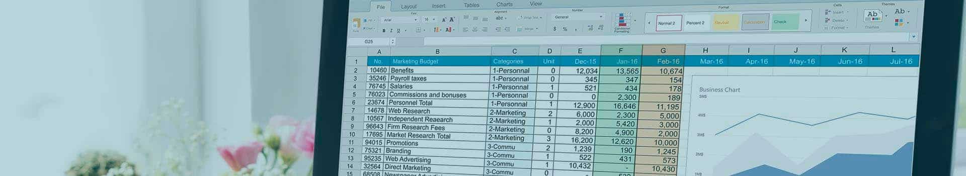 Pessoa trabalhando em um computador com uma planilha do Excel aberta, ilustrando o processo de transformar planilha Excel em aplicativo Android.